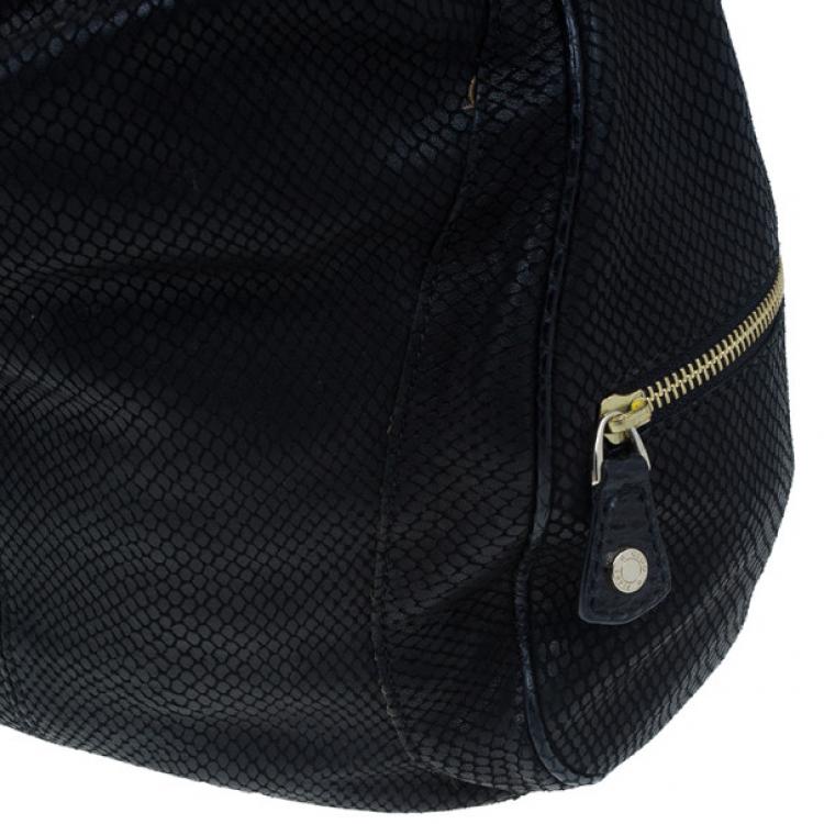 Pre Owned Jimmy Choo Black Leather Embossed Ramona Bucket Tote