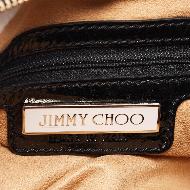 Pre Owned Jimmy Choo Black Patent and Watersnake Leather Sky Bangle Hobo