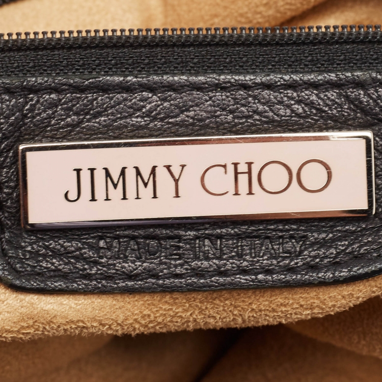 Pre Owned Jimmy Choo Black Leather Studded Sky Bangle Hobo