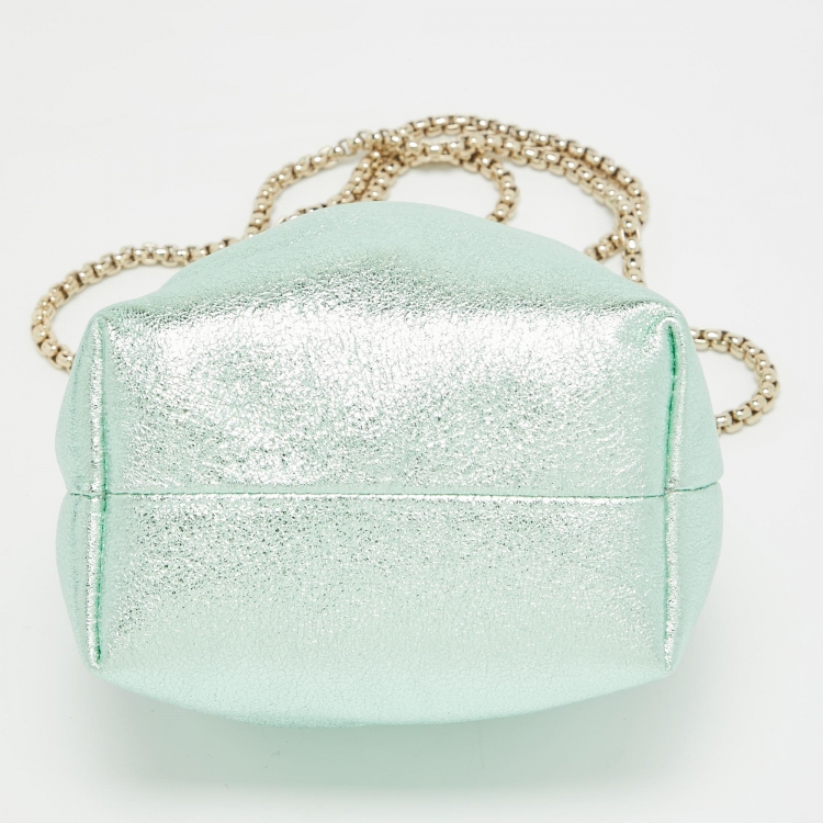 Pre Owned Jimmy Choo Mint Green Leather BonBon Ring Handle Bag