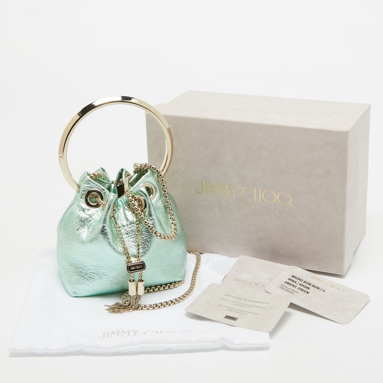 Pre Owned Jimmy Choo Mint Green Leather BonBon Ring Handle Bag