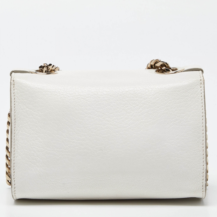 Pre Owned Jimmy Choo White Leather Rebel Crossbody Bag