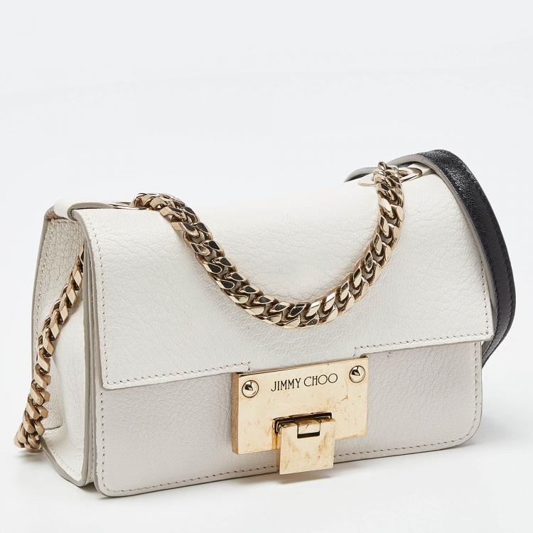 Pre Owned Jimmy Choo White Leather Rebel Crossbody Bag