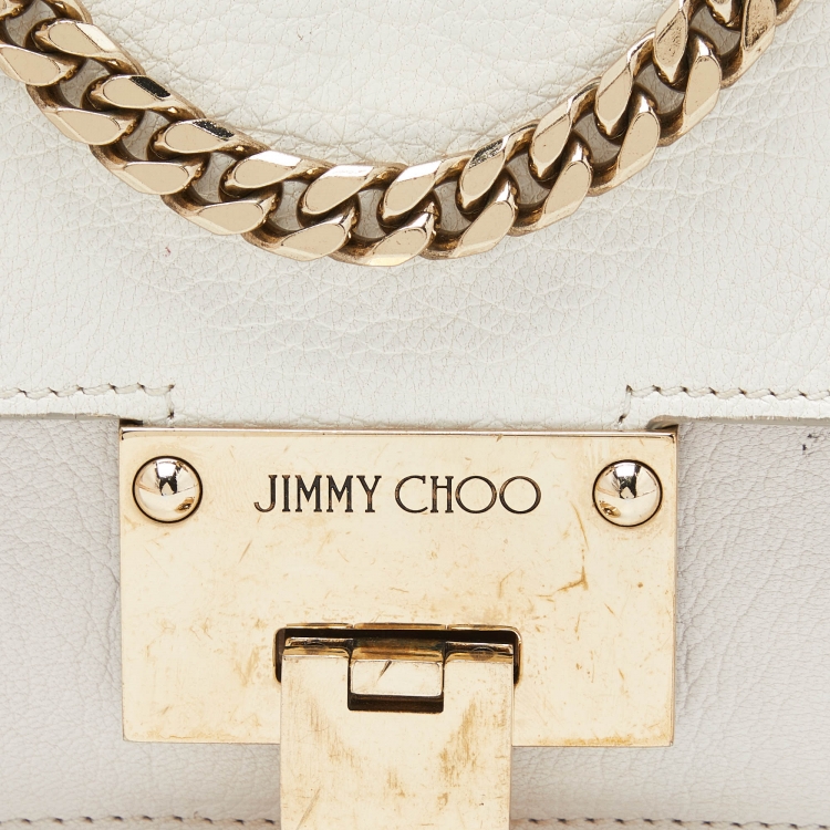 Pre Owned Jimmy Choo White Leather Rebel Crossbody Bag