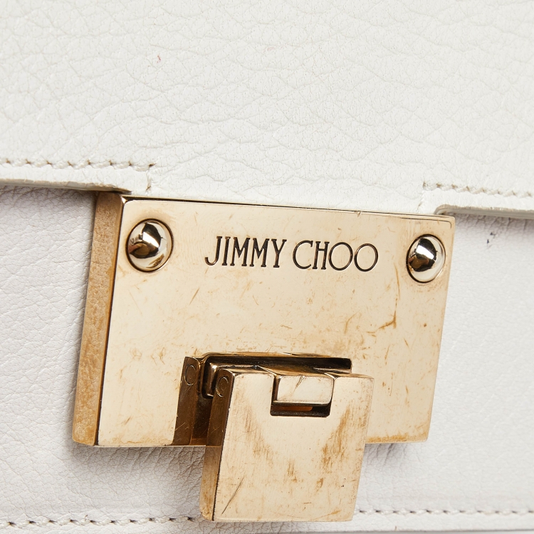 Pre Owned Jimmy Choo White Leather Rebel Crossbody Bag