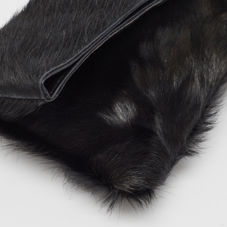 Pre Owned Jimmy Choo Black Calfhair and leather Chandra Clutch