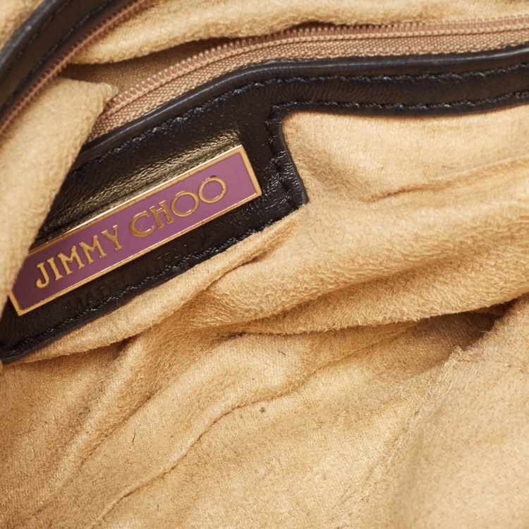 Pre Owned Jimmy Choo Black Calfhair and leather Chandra Clutch