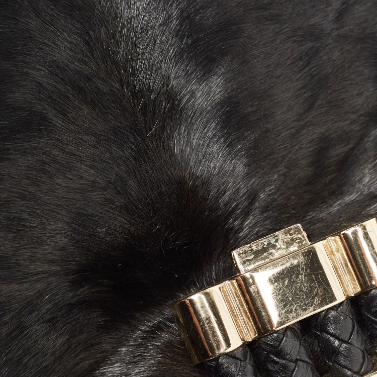 Pre Owned Jimmy Choo Black Calfhair and leather Chandra Clutch