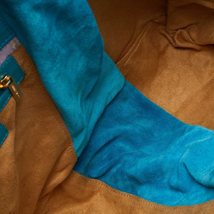 مملوكة مسبقًا Jimmy Choo Turquoise Blue Leather and Suede Expandable Shoulder Bag