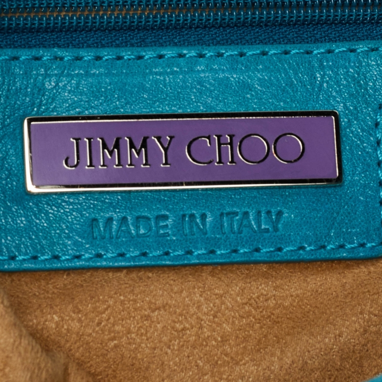 مملوكة مسبقًا Jimmy Choo Turquoise Blue Leather and Suede Expandable Shoulder Bag