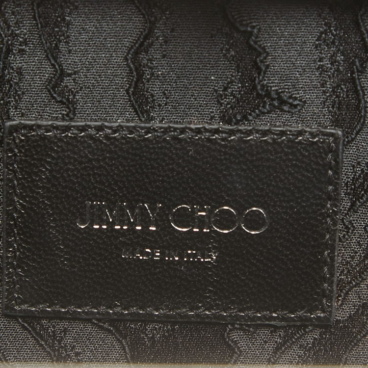 Pre Owned Jimmy Choo Metallic Lace Celeste Logo Chain Clutch