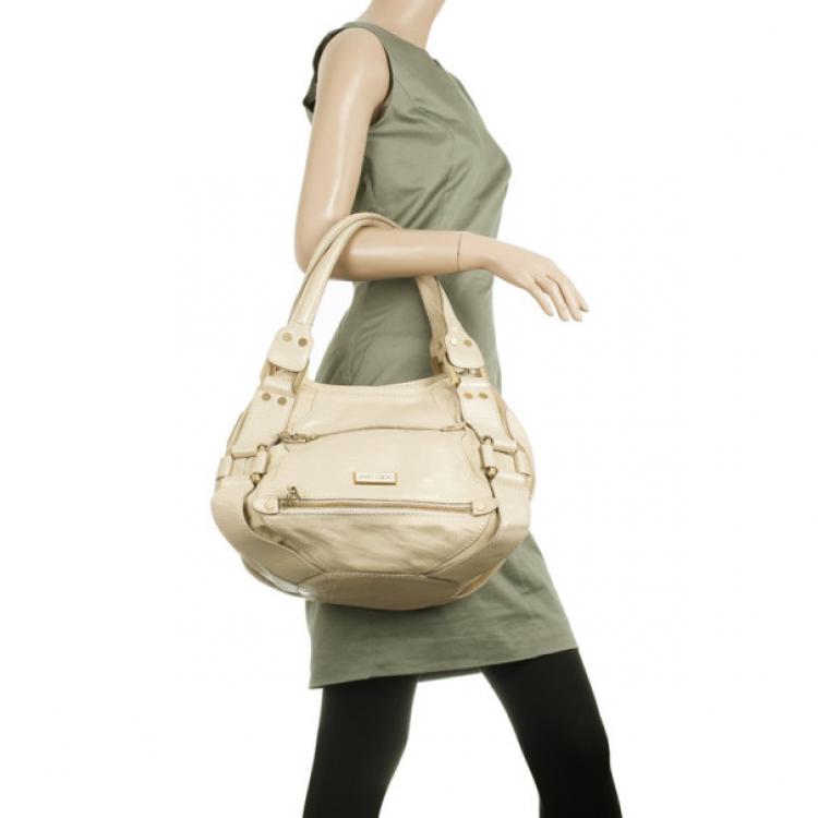 Pre Owned Jimmy Choo Gold Metallic Leather Mahala Tote Bag