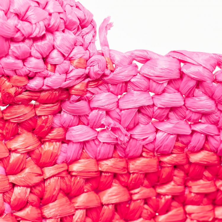 Pre Owned Jimmy Choo Pink/Red Woven Straw Beach Tote 
