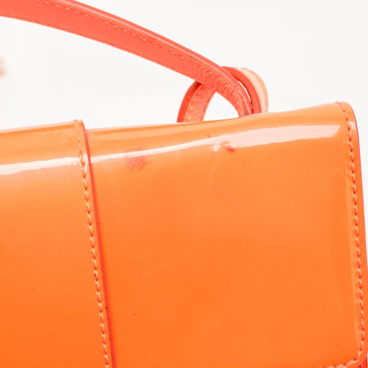 Pre Owned Jimmy Choo Neon Orange Patent Leather Rebel Crossbody Bag