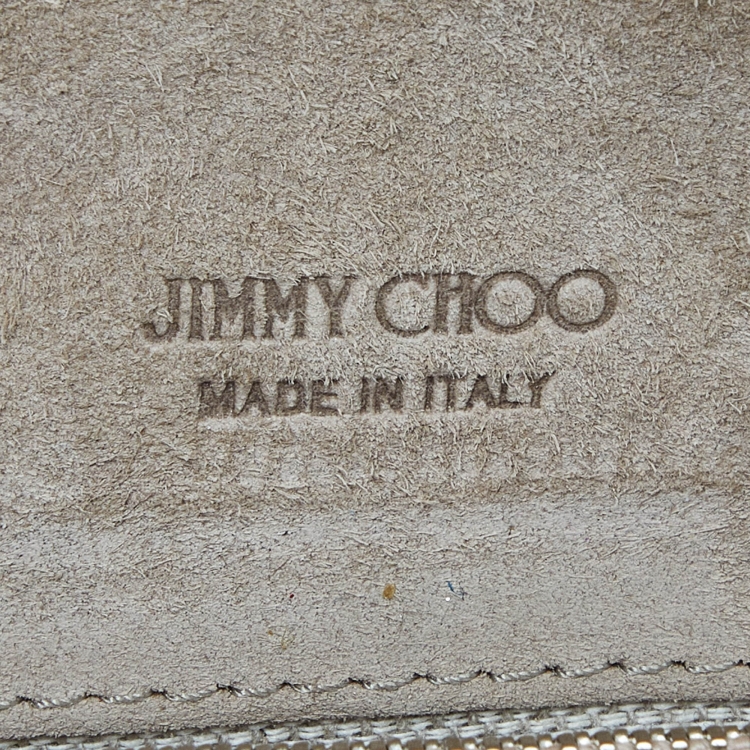 Pre Owned Jimmy Choo Silver Coarse Glitter Emmie Clutch