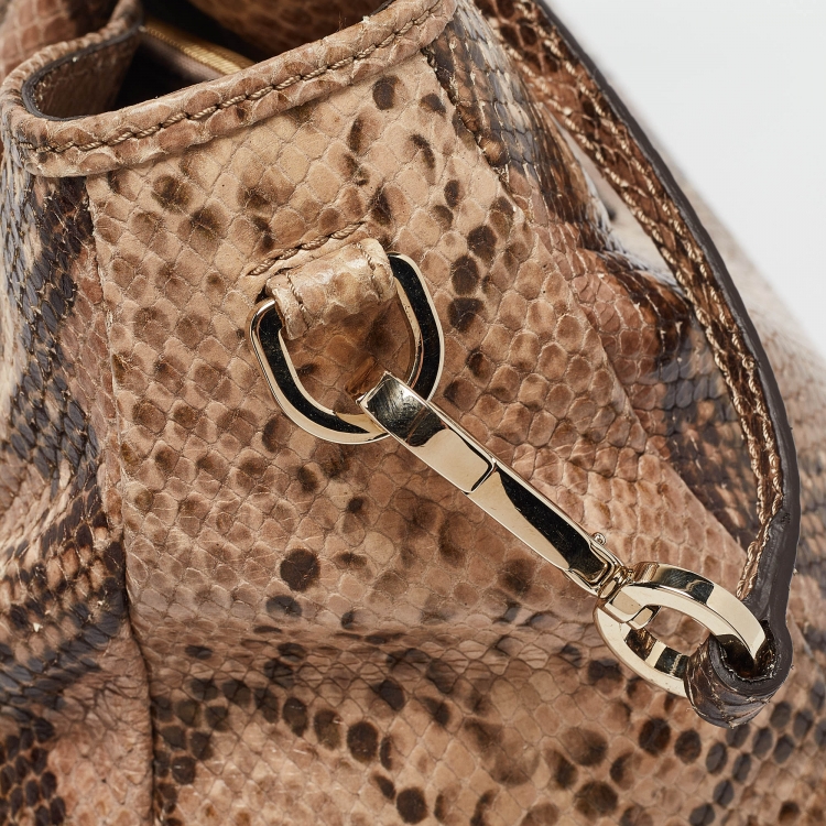 Pre Owned Jimmy Choo Brown/Beige Python Embossed Leather Rania Tote
