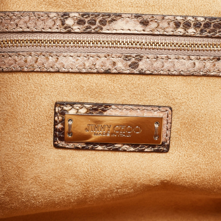 Pre Owned Jimmy Choo Brown/Beige Python Embossed Leather Rania Tote