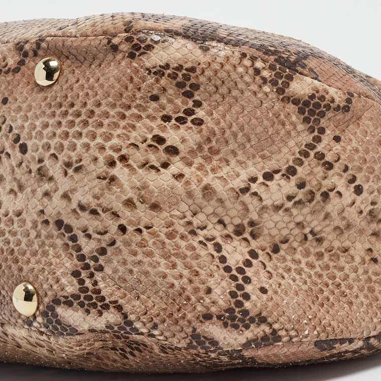 Pre Owned Jimmy Choo Brown/Beige Python Embossed Leather Rania Tote