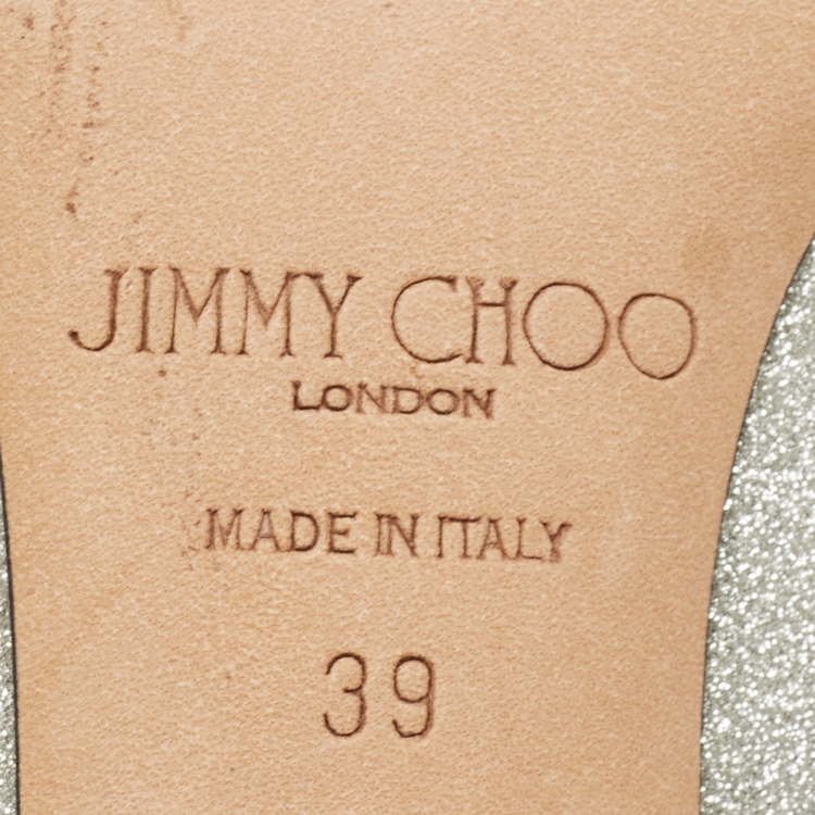 Pre Owned Jimmy Choo Silver Glitter Romy Pumps Size 39
