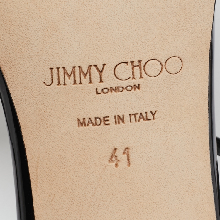 Pre Owned Jimmy Choo Black Patent Slide Sandals Size 41
