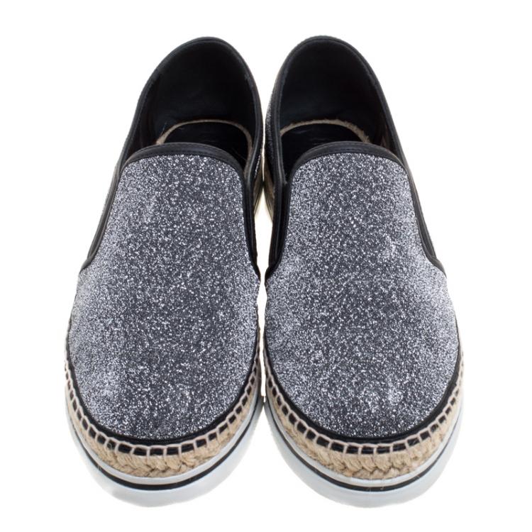 Pre Owned Jimmy Choo Metallic Lurex Dawn Espadrilles Size 39