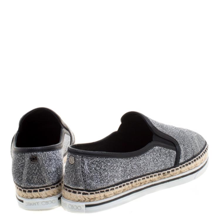 Pre Owned Jimmy Choo Metallic Lurex Dawn Espadrilles Size 39
