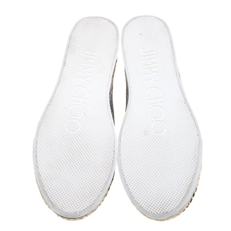 Pre Owned Jimmy Choo Metallic Lurex Dawn Espadrilles Size 39