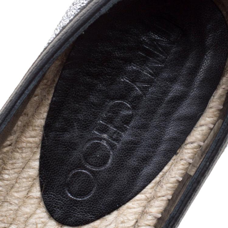 Pre Owned Jimmy Choo Metallic Lurex Dawn Espadrilles Size 39