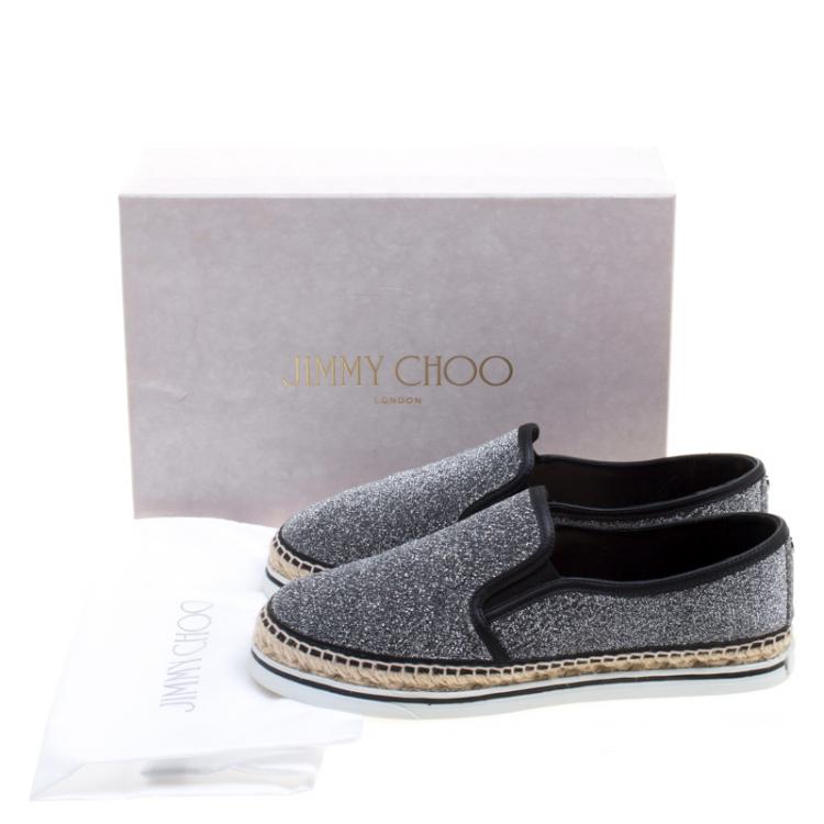 Pre Owned Jimmy Choo Metallic Lurex Dawn Espadrilles Size 39
