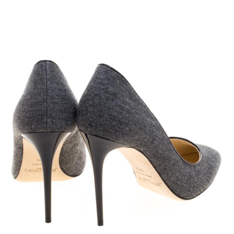 Pre Owned Jimmy Choo Grey Wool Blend Gilbert Pumps Size 39.5