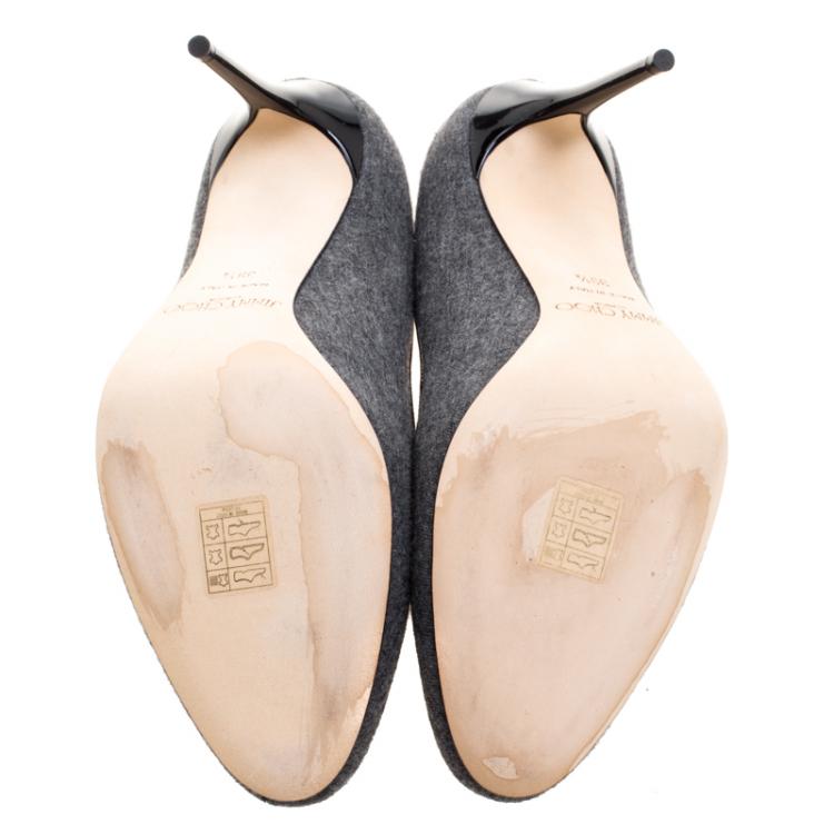 Pre Owned Jimmy Choo Grey Wool Blend Gilbert Pumps Size 39.5