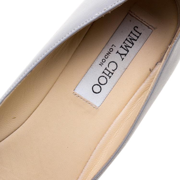 مملوكة مسبقًا Jimmy Choo Grey Leather Waine Ballet Flats Size 38