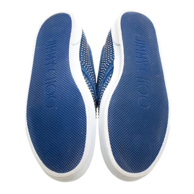 Pre Owned Jimmy Choo Blue Denim Micro Studded Demi Slip-On Sneakers Size 40