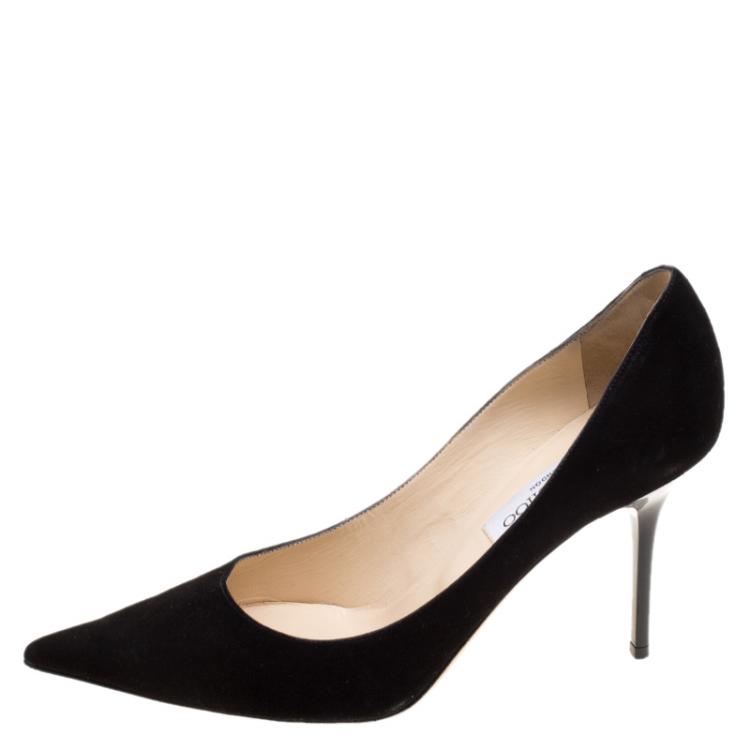 Pre Owned Jimmy Choo Black Suede Romy Pointed Toe Pumps Size 38