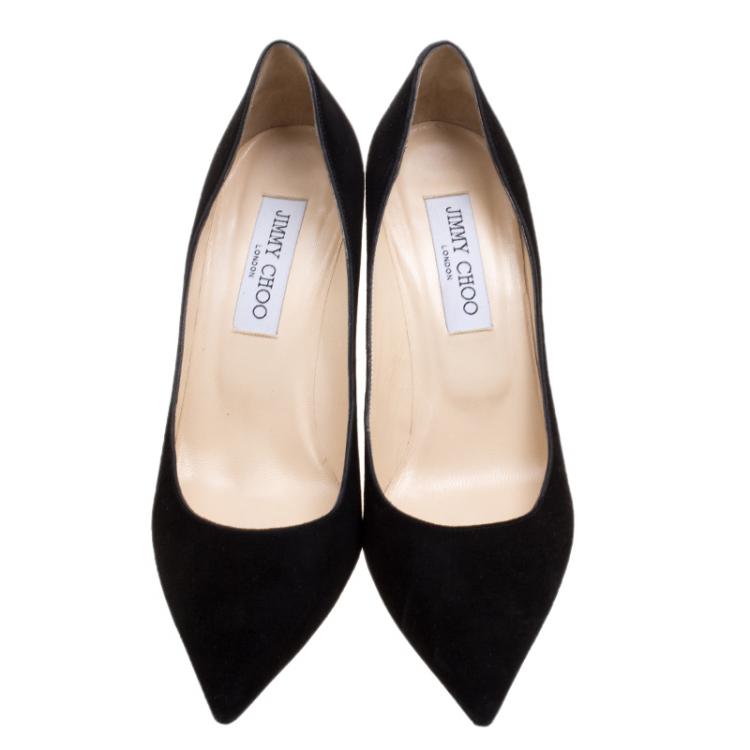 Pre Owned Jimmy Choo Black Suede Romy Pointed Toe Pumps Size 38