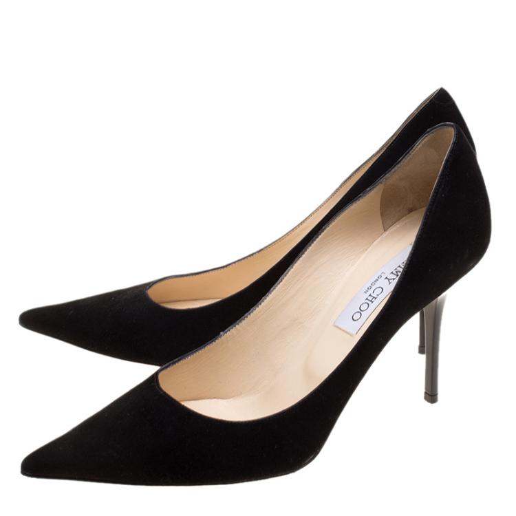 Pre Owned Jimmy Choo Black Suede Romy Pointed Toe Pumps Size 38