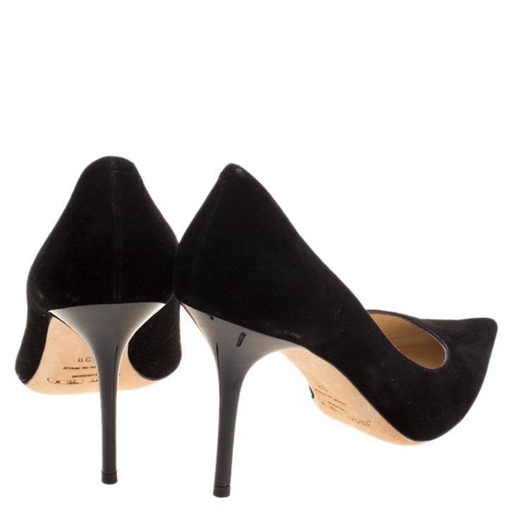 Pre Owned Jimmy Choo Black Suede Romy Pointed Toe Pumps Size 38