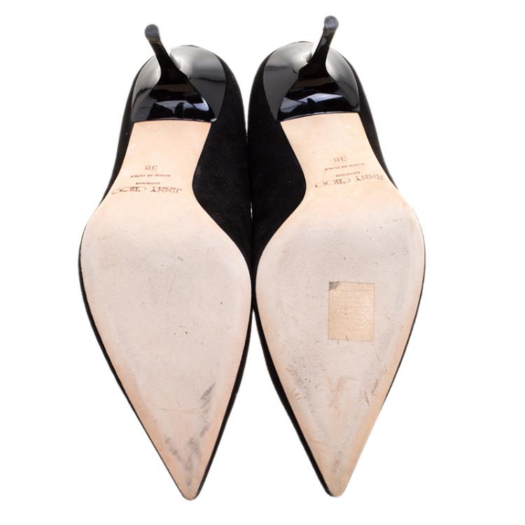 Pre Owned Jimmy Choo Black Suede Romy Pointed Toe Pumps Size 38