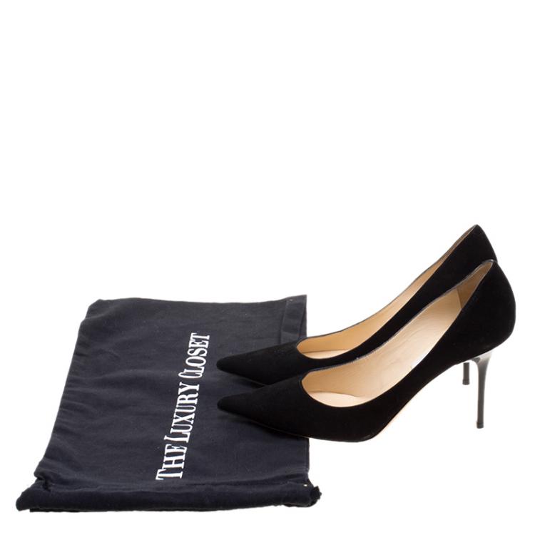 Pre Owned Jimmy Choo Black Suede Romy Pointed Toe Pumps Size 38