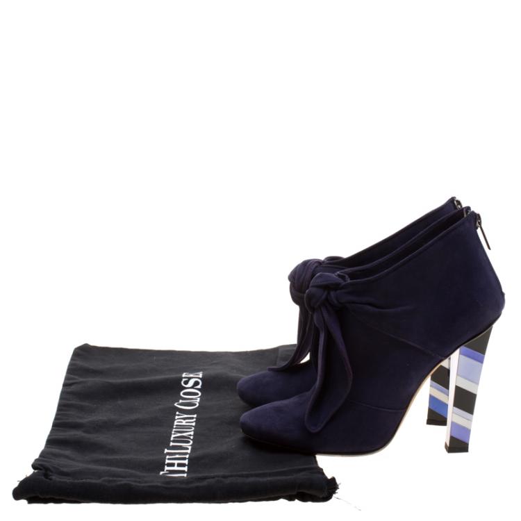 Pre Owned Jimmy Choo Purple Suede Erica Knotted Ankle Boots Size 37