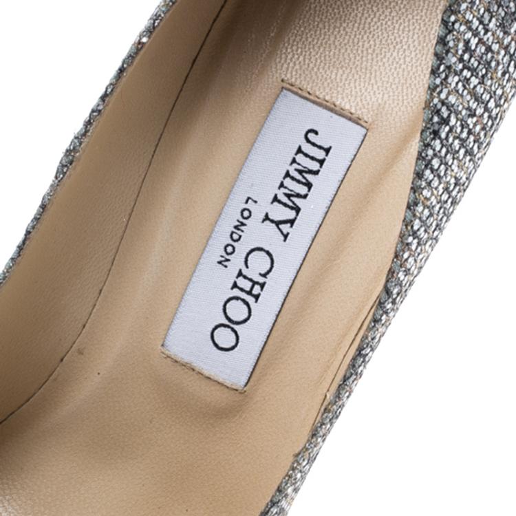 Pre Owned Jimmy Choo Metallic Lamé Glitter Fabric Abel Pumps Size 37