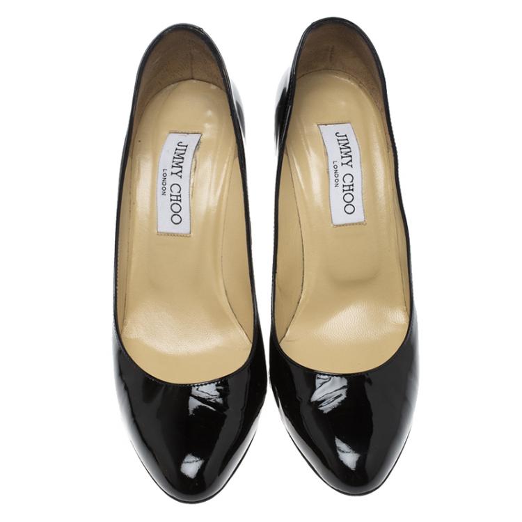 Pre Owned Jimmy Choo Black Patent Leather Gilbert Pumps Size 37