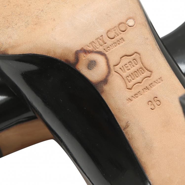 Pre Owned Jimmy Choo Black Patent Leather Pumps Size 36
