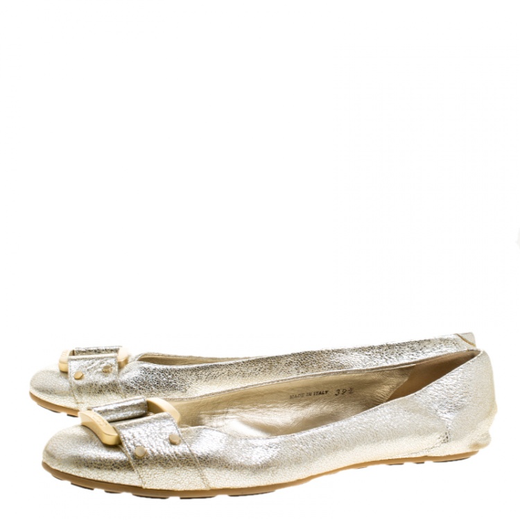 Jimmy Choo Silver Leather Morse Ballet Flats Size 39.5 Jimmy Choo | The ...