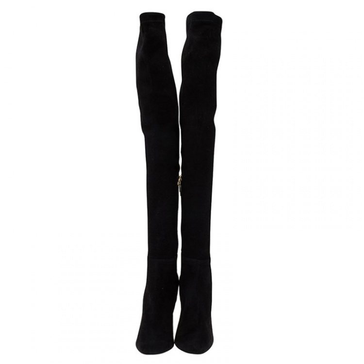 Pre Owned Jimmy Choo Black Suede Toni Over The Knee Boots Size 35.5