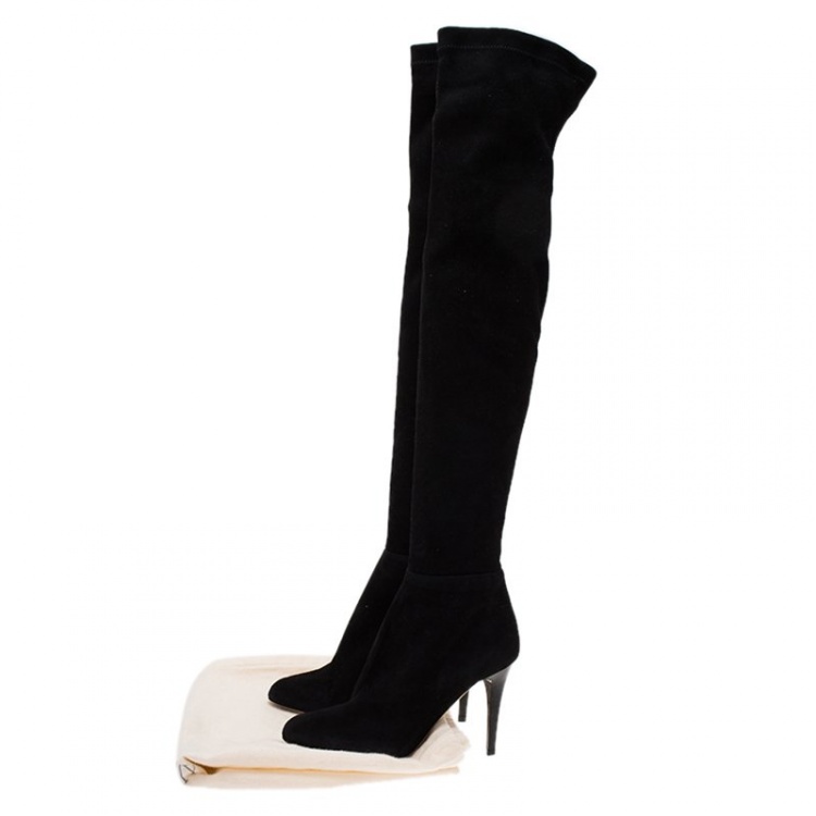Pre Owned Jimmy Choo Black Suede Toni Over The Knee Boots Size 35.5