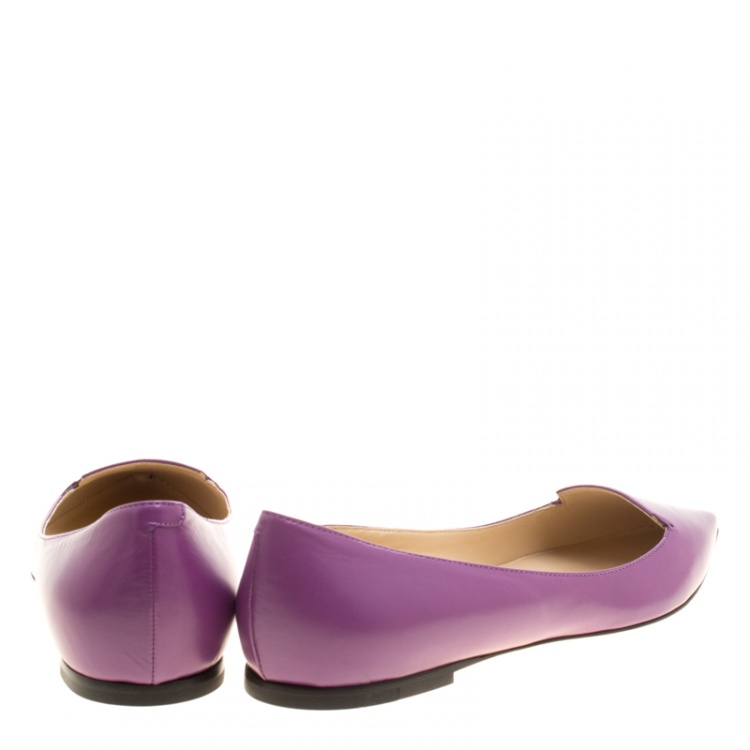 Pre Owned Jimmy Choo Purple Leather Attila Ballet Flats Size 38