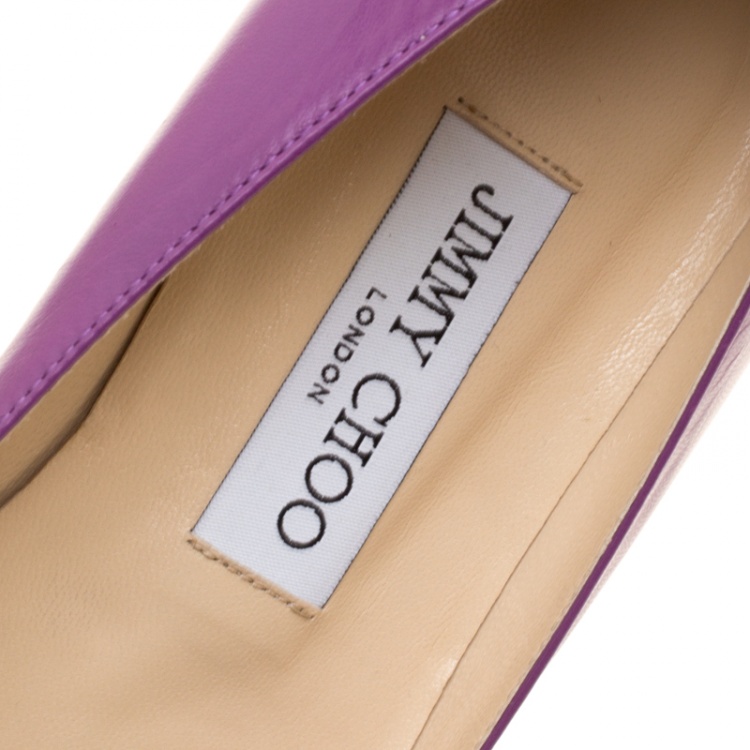 Pre Owned Jimmy Choo Purple Leather Attila Ballet Flats Size 38