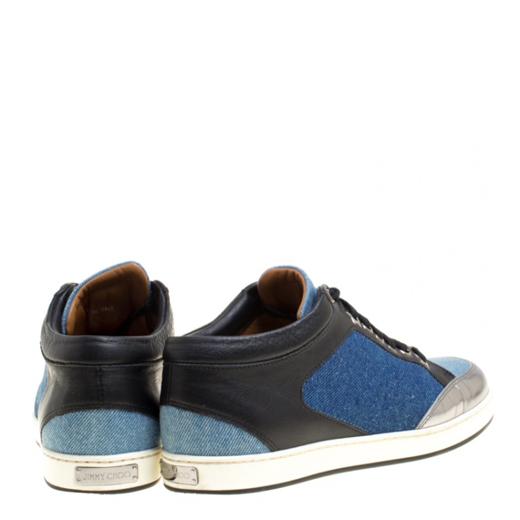 Pre Owned Jimmy Choo Multicolor Denim and Leather Miami Sneakers Size 37