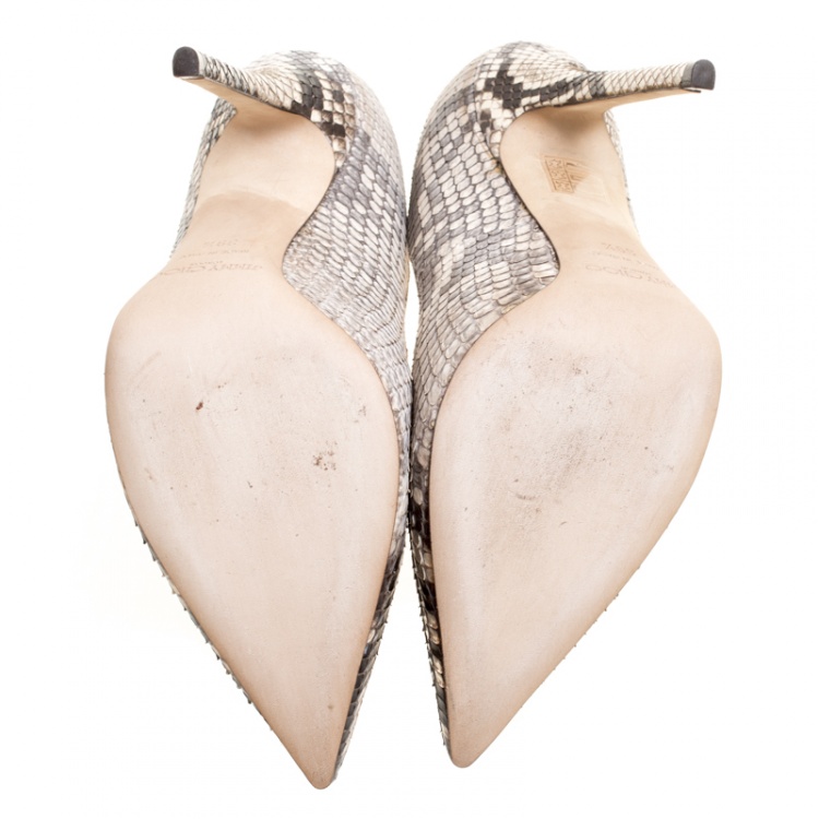 Pre Owned Jimmy Choo Beige Python Abel Pointed Pumps Size 39.5